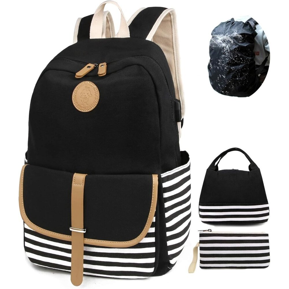 Versatile Canvas School Backpack With Multiple Po… - image 1